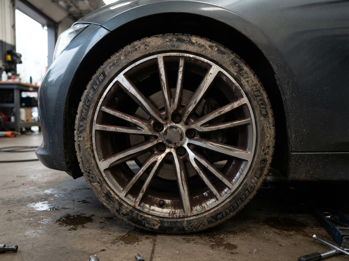 Velg met los vuil en licht remstof voor een Quick Refresh opfrisbeurt