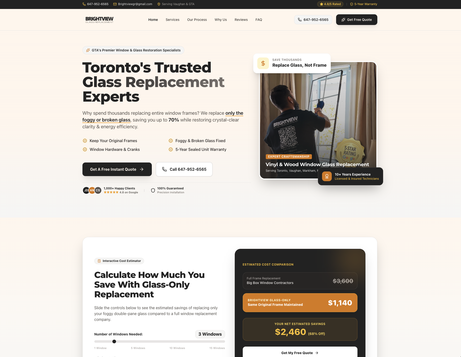 Bright View Glass Replacement website preview