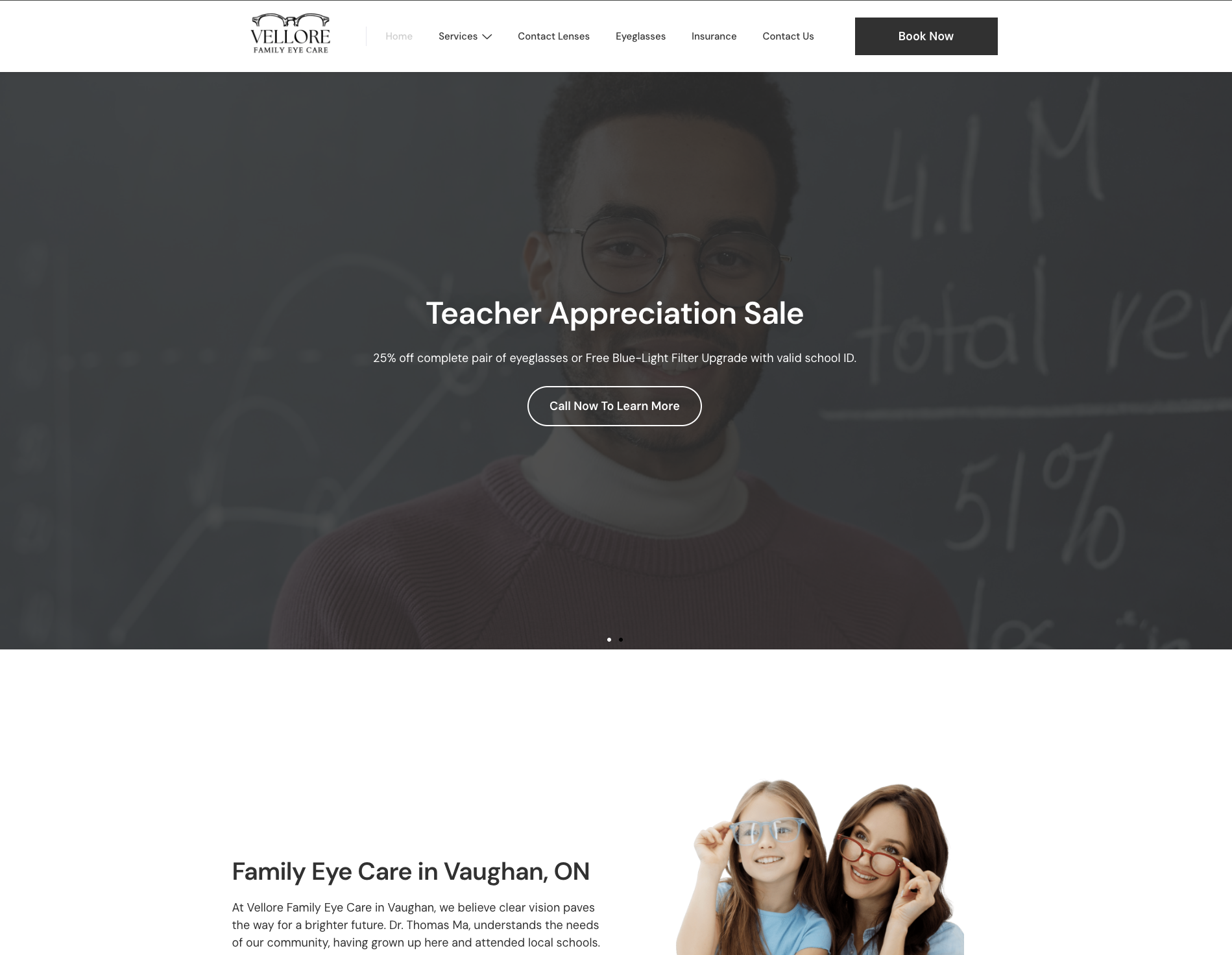 Vellore Family Eye Care website preview