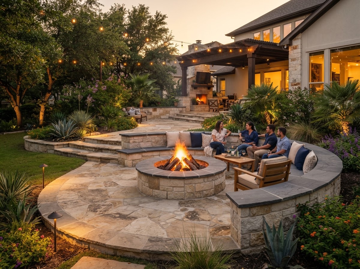 Custom Stone Patio & Fire Pit