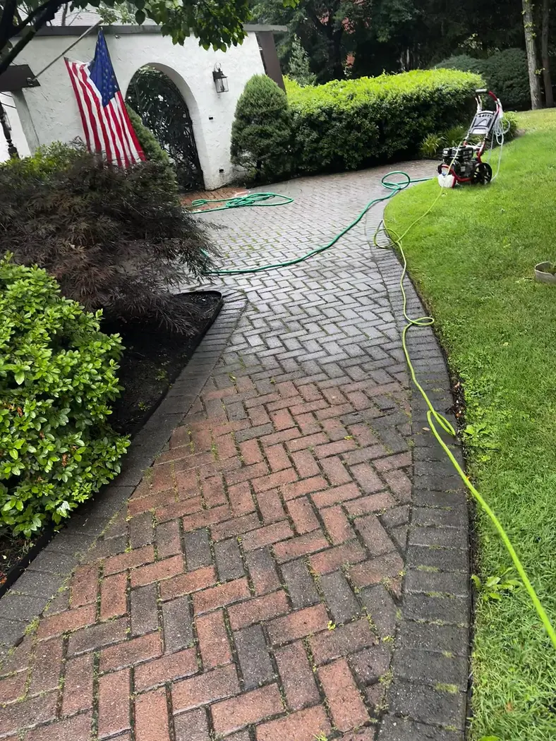 paver walkway before pressure washing North NJ