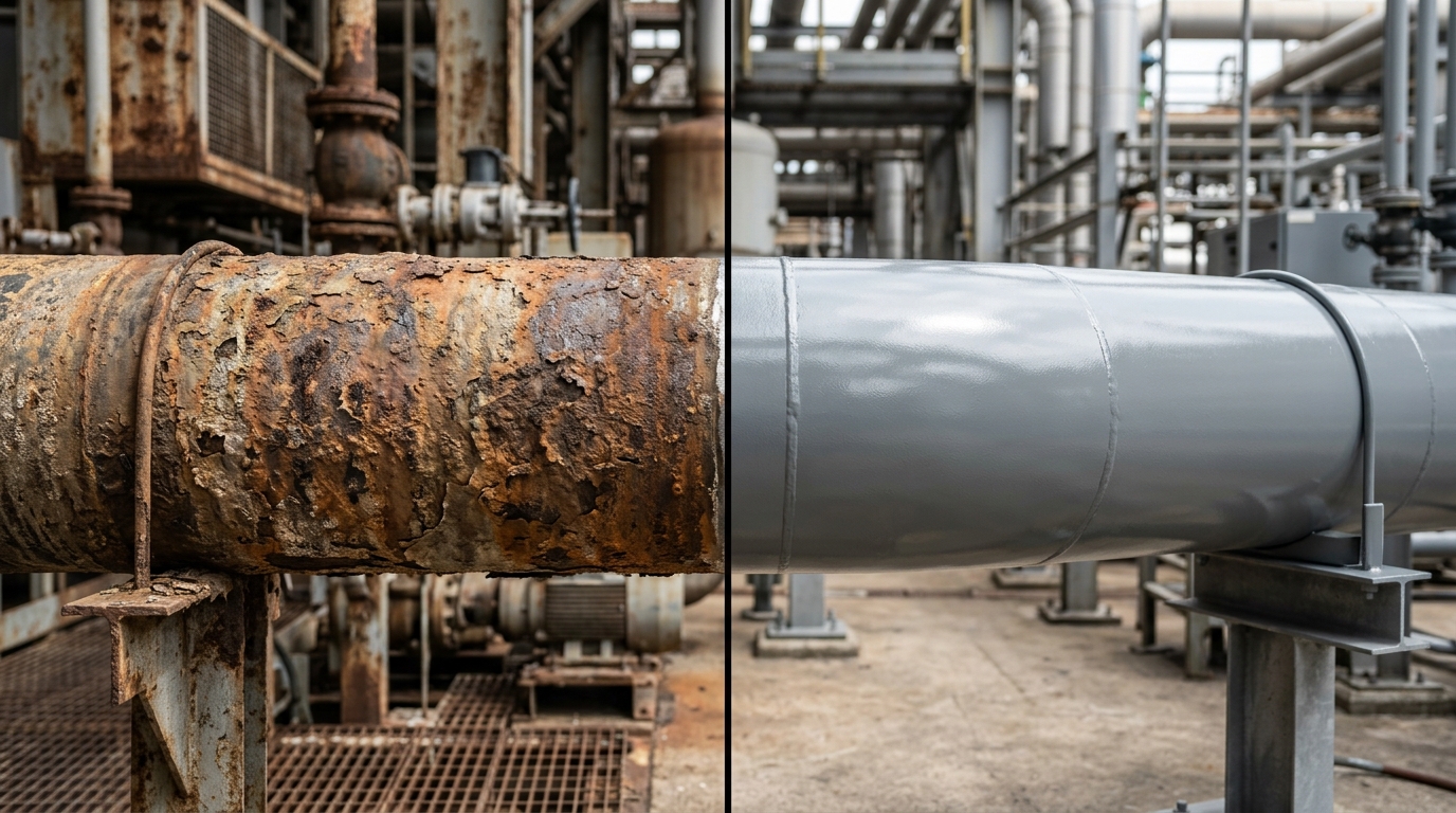 Industrial surface protection before and after