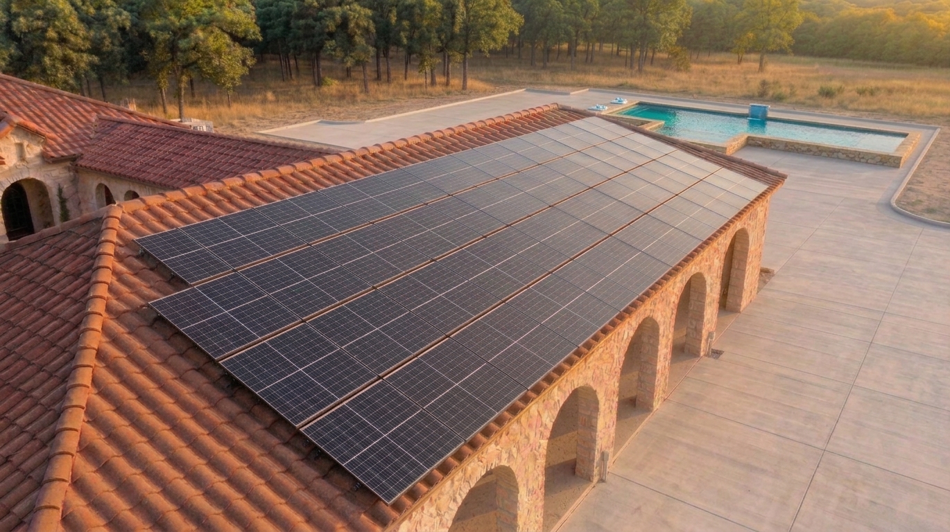 Solar panels after professional cleaning, dark and clean