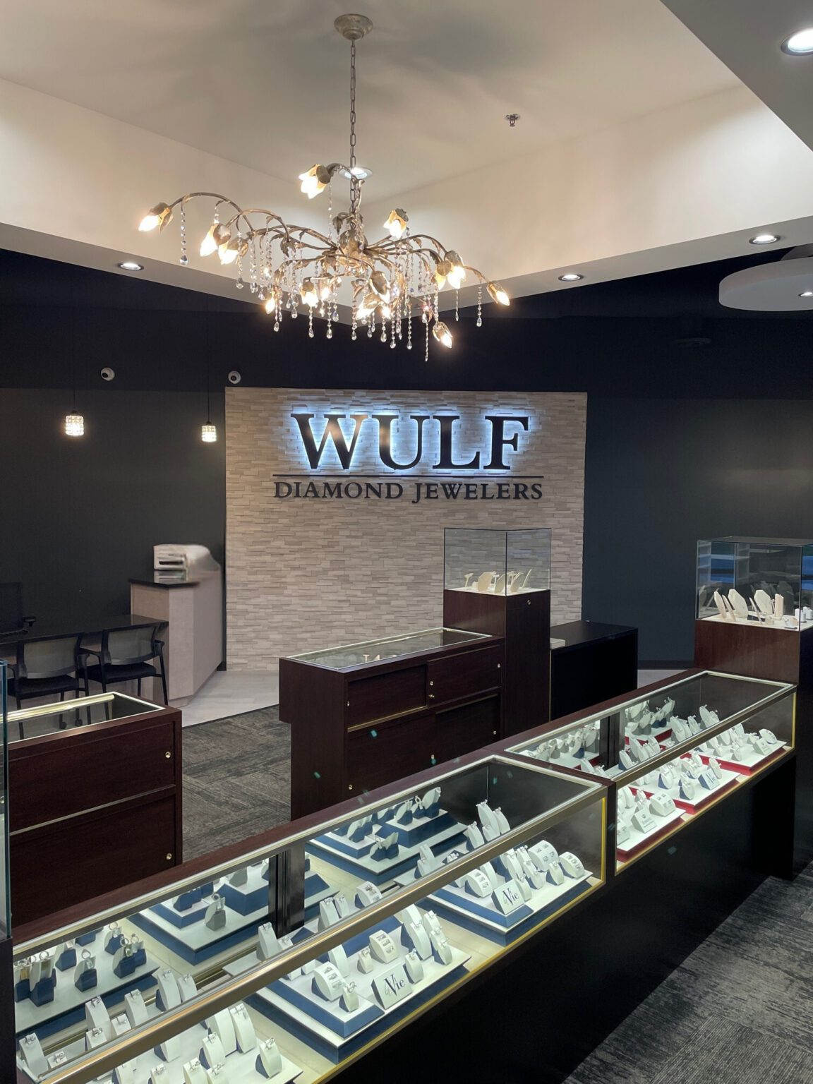 Wulf Diamond Jewelers showroom interior in Crown Point, Indiana