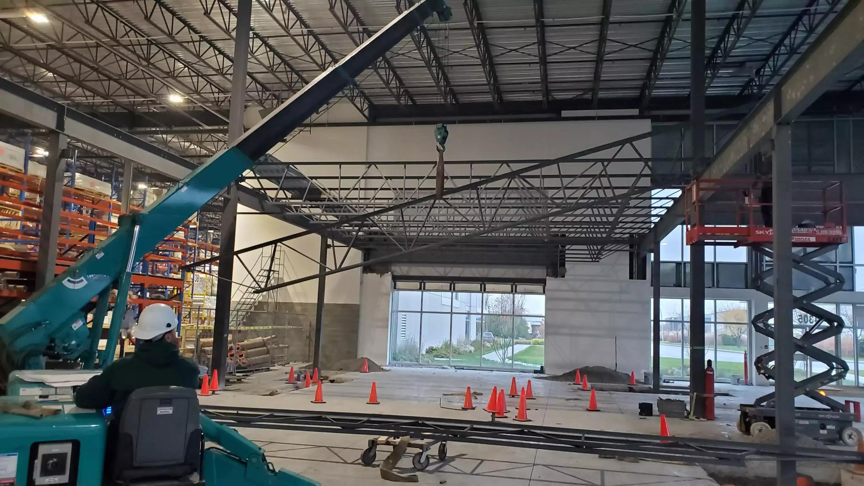 Mezzanine de bureau — structure intégrée