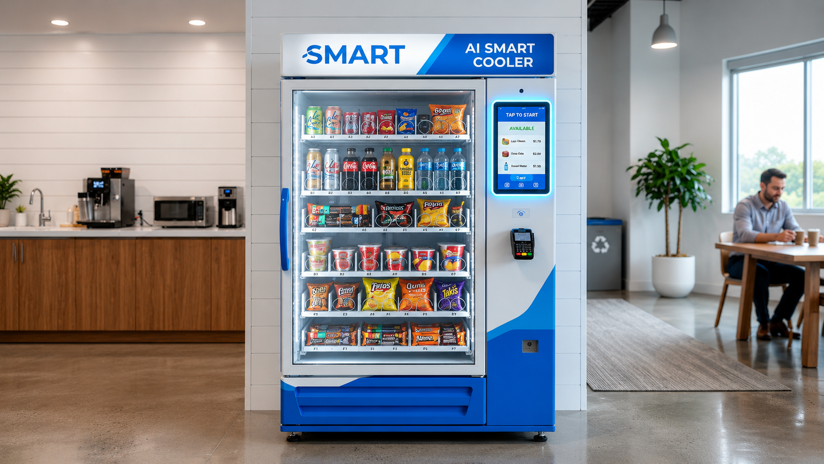 SnackBot robot mascot representing AI-powered smart vending