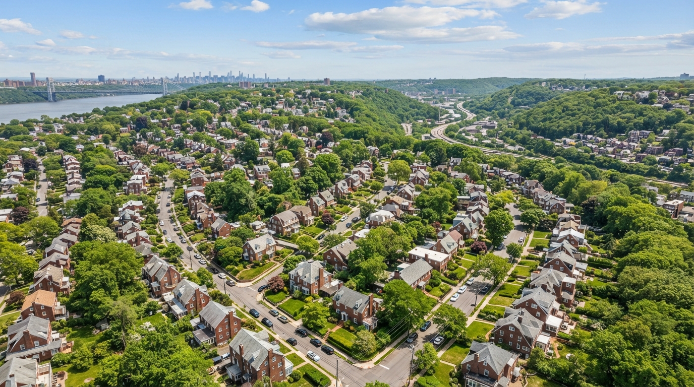 Aerial view of the Colonial Heights neighborhood in Yonkers, NY