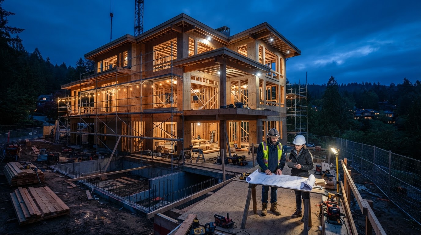 Custom home construction site managed by Summit Ridge Construction