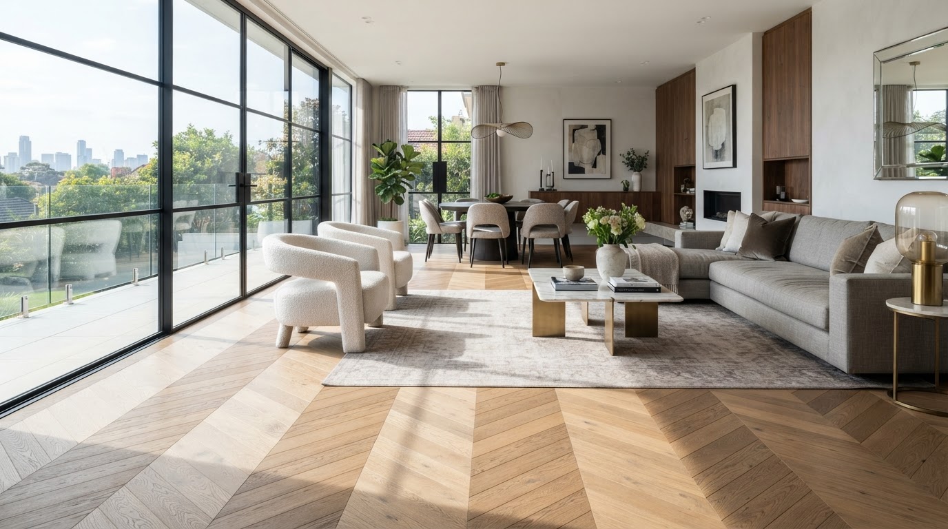Chevron Parquet Living Room