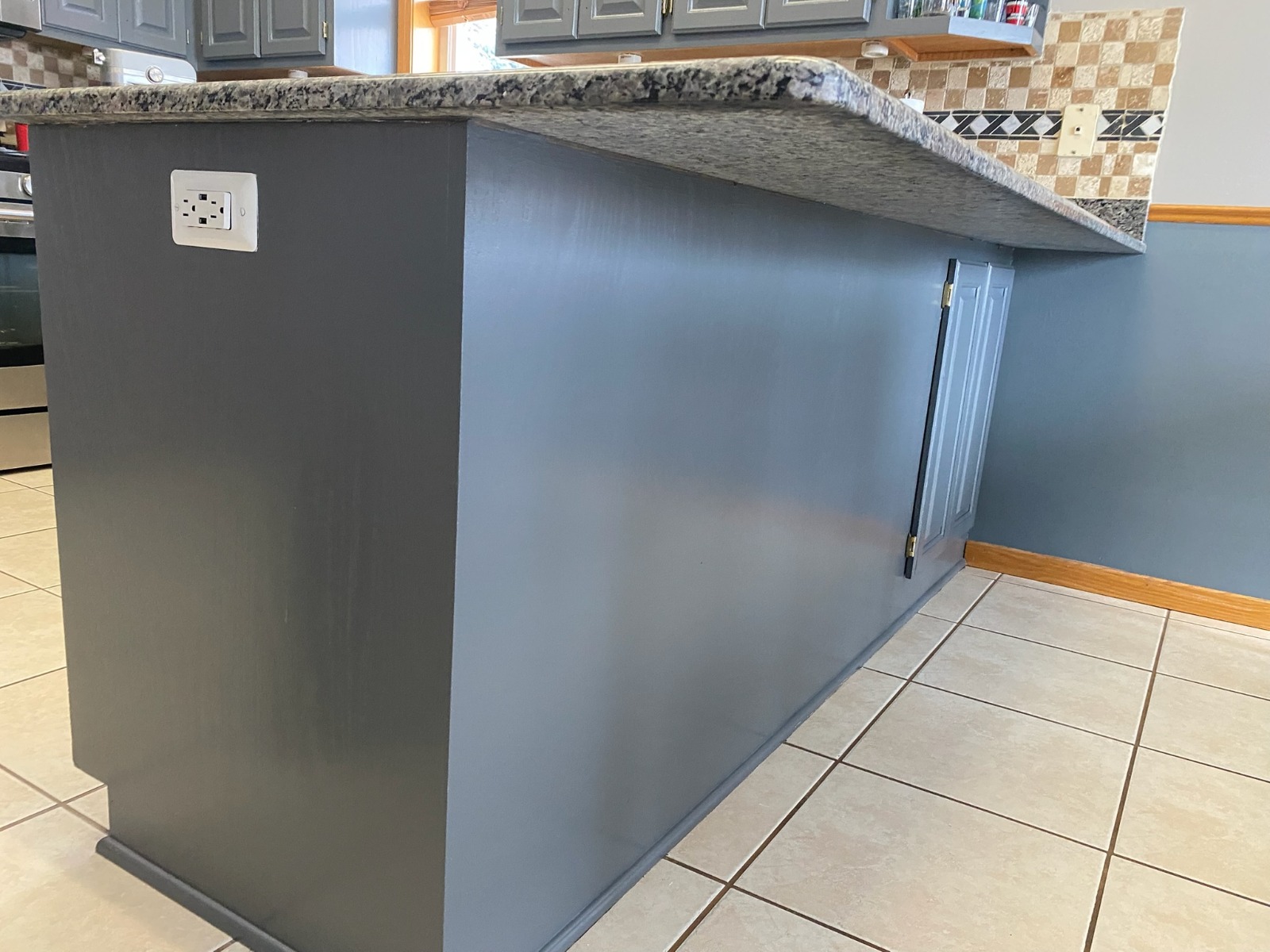 Kitchen Island & Base Cabinets — Smooth Gray Finish