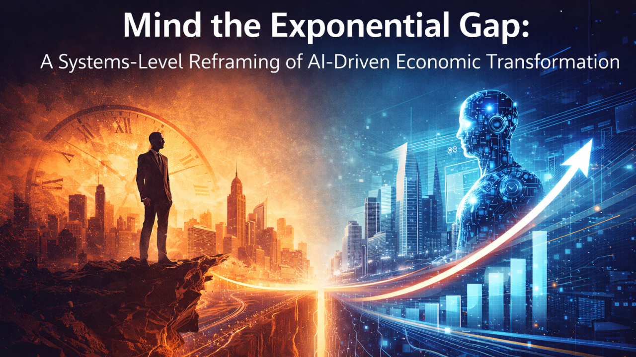 Mind the Exponential Gap: A Systems-Level Reframing of AI-Driven Economic Transformation