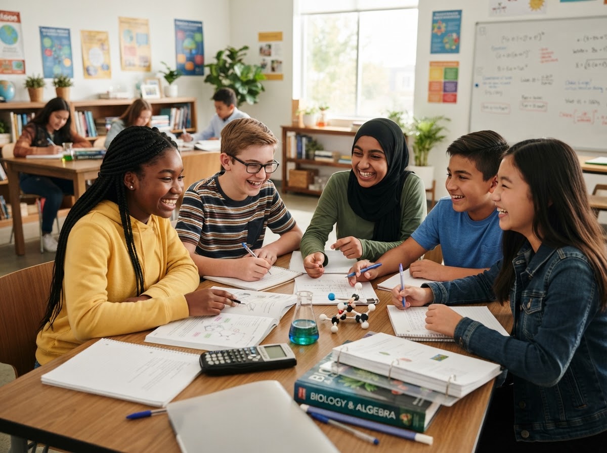 Students studying together at ScienceVice tutoring in Sacramento