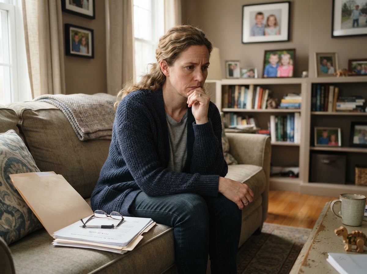 Concerned parent at home facing a CPS investigation in Nassau County New York