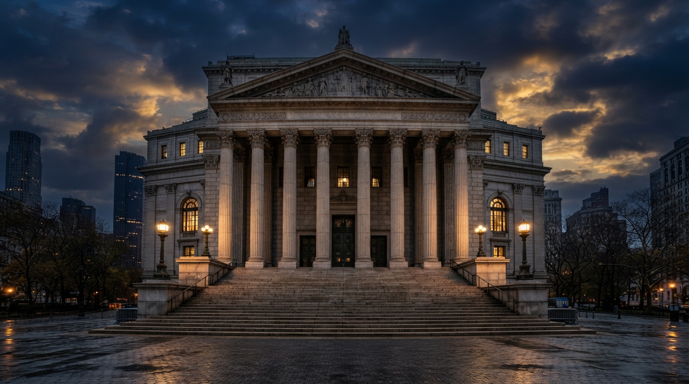 New York courthouse exterior where criminal arrests and arraignments take place