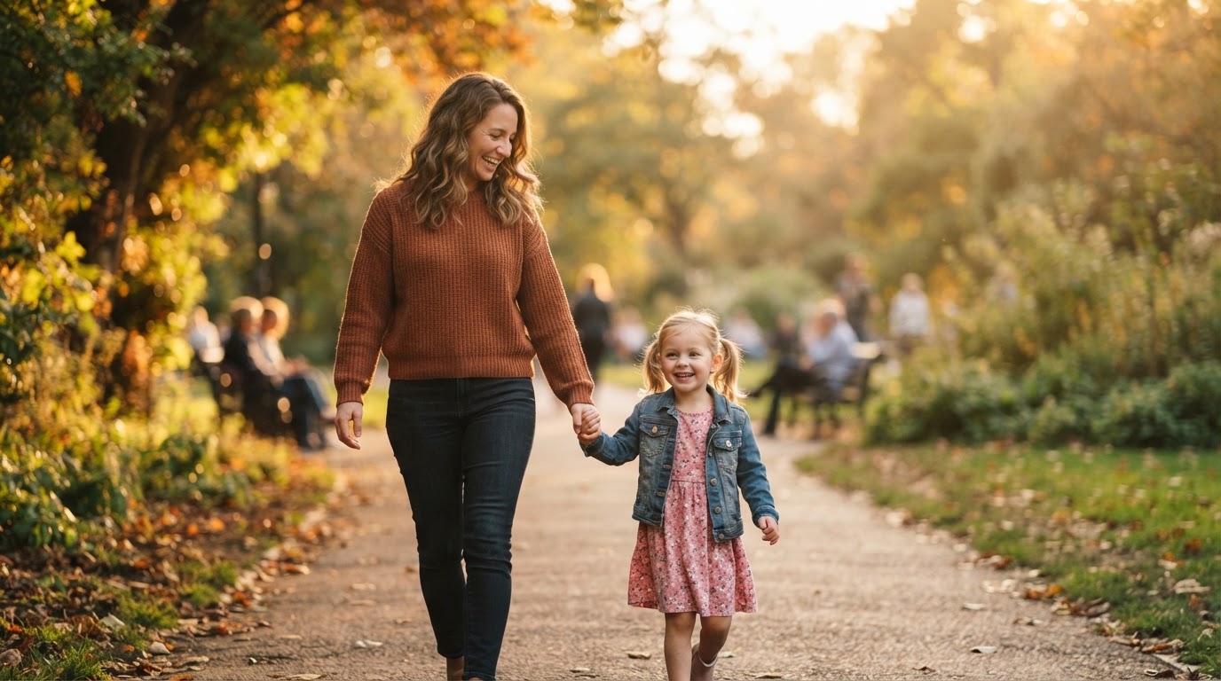 A family walking together, representing custody and parenting time
