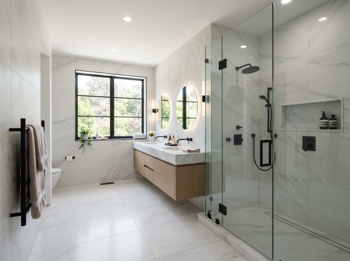 Custom glass shower and commercial storefront projects by Strong Glass in Houston