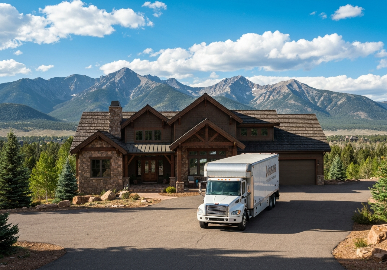 Moving truck in a Colorado neighborhood