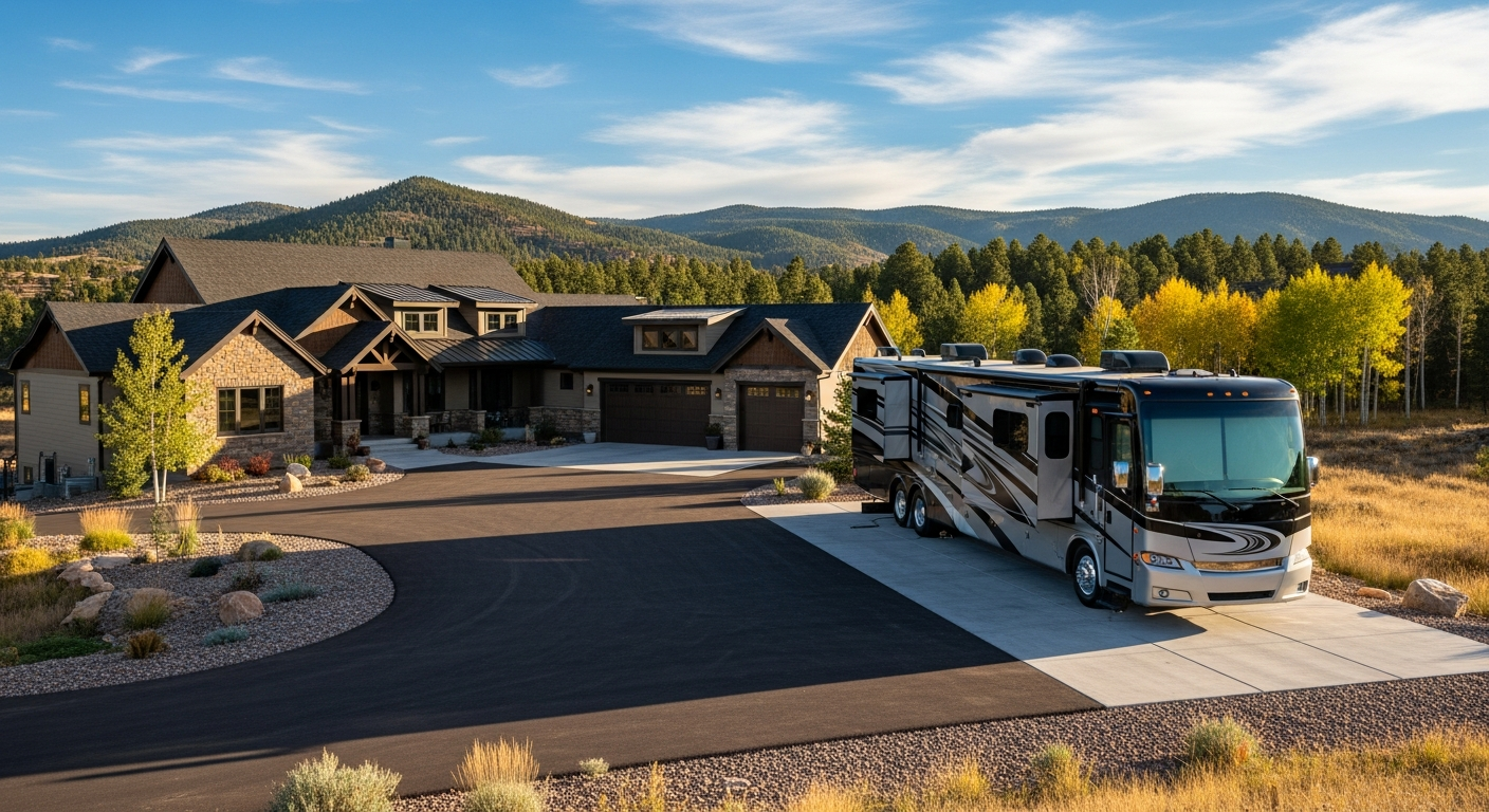 RV parked next to a house