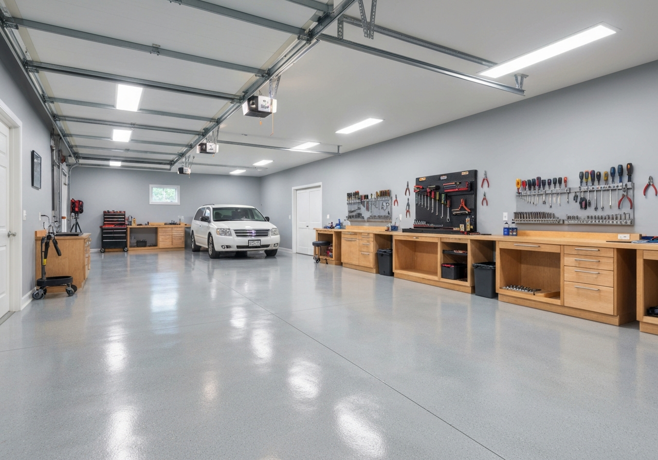 Clean multi-car garage interior