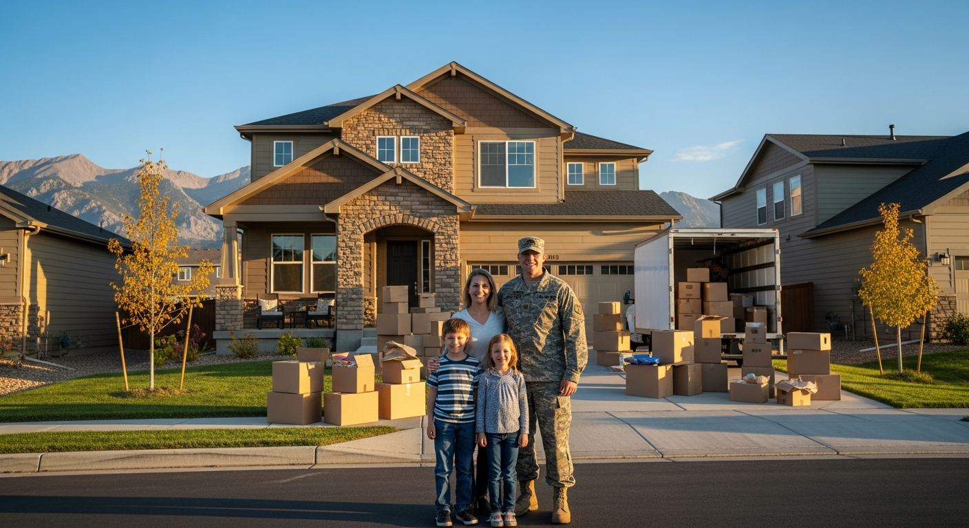 Military family moving into a new home