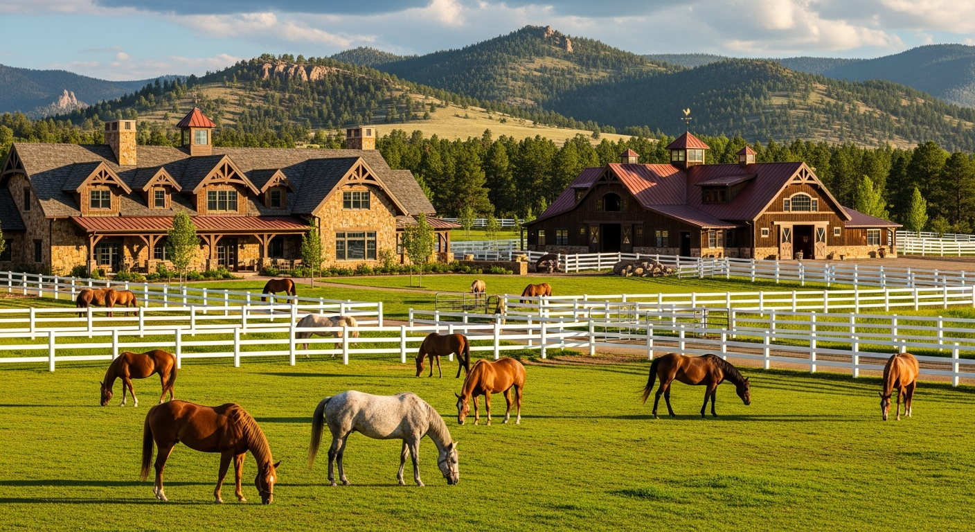 Horses grazing near a Colorado home