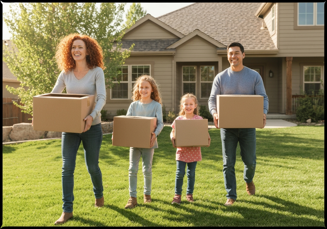 Family moving into a new home