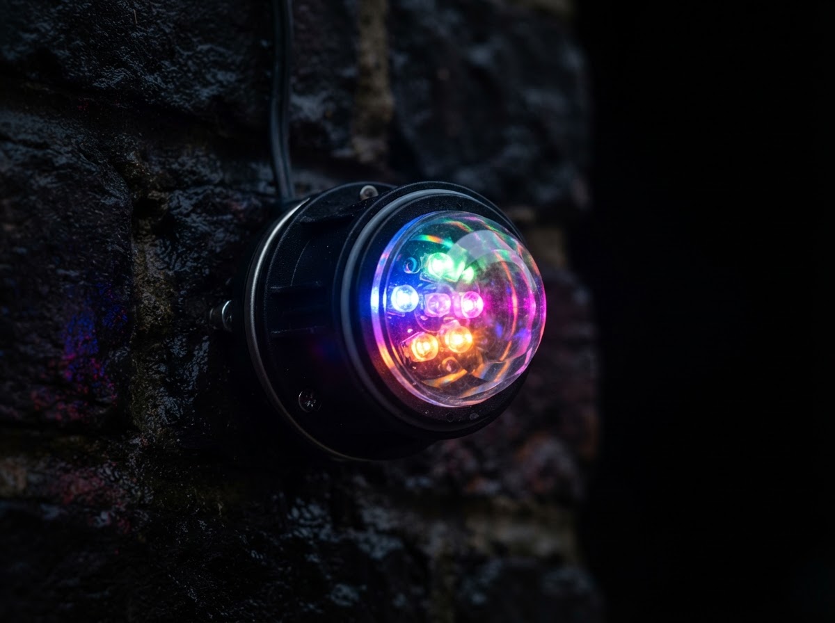 The Ember Light RGBIC-RD round weatherproof LED bulb