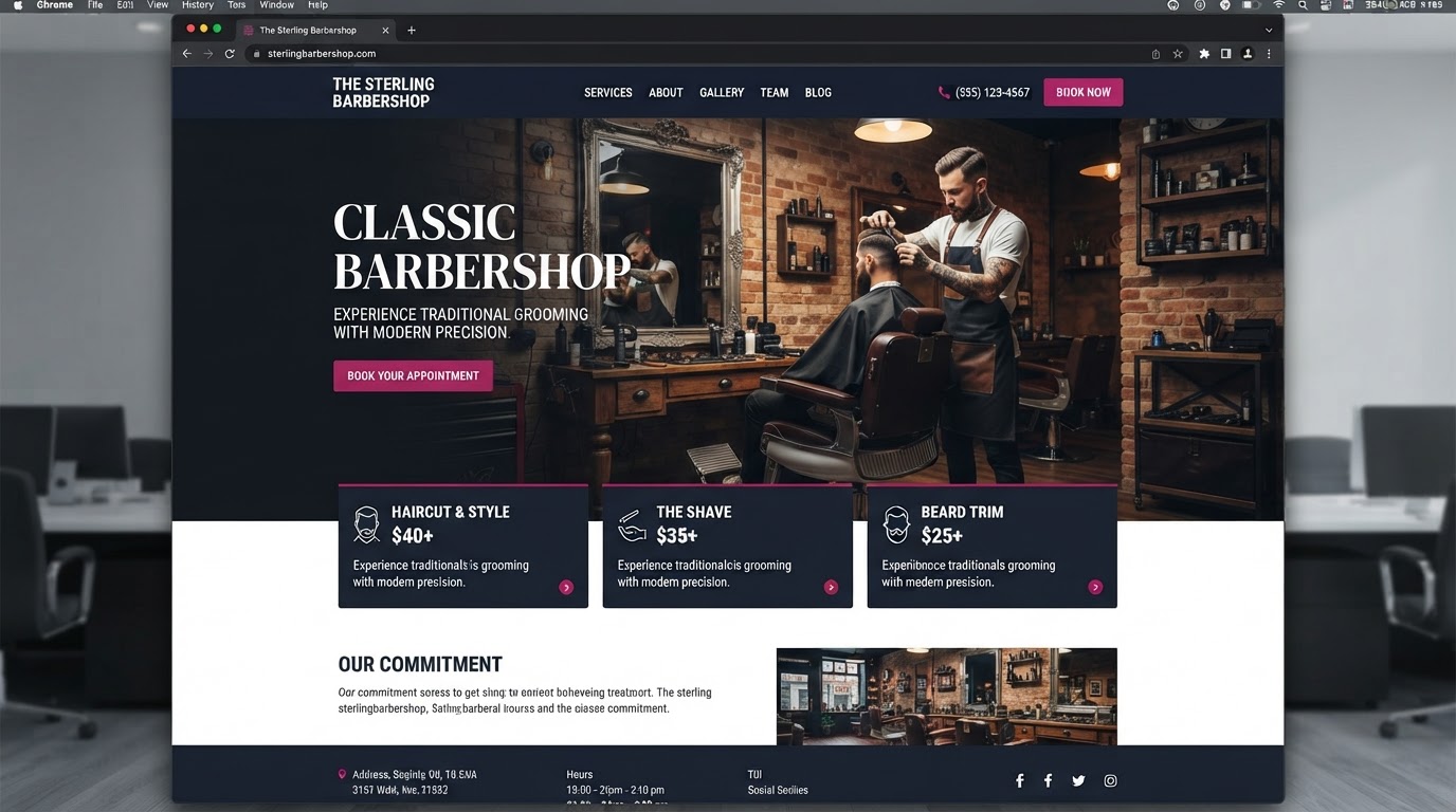 Beispiel-Startseite eines Barbershops – Demonstrationsauftritt von Seitenfundament Marburg