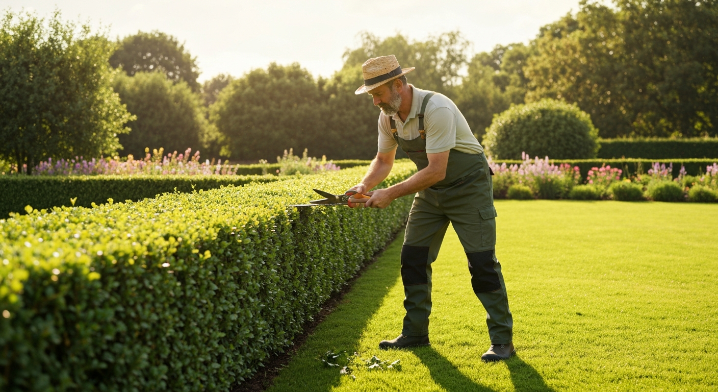 Professional gardener maintaining a beautiful landscape