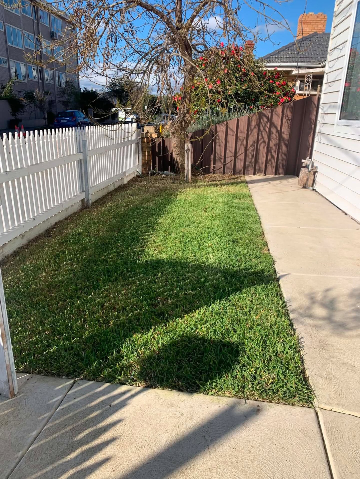 After lawn mowing, edge trimming and blower clean-up by Ratten & Rowe