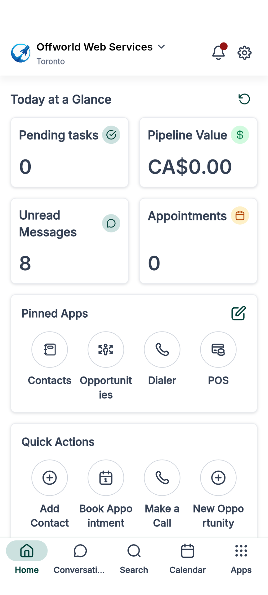 Offworld Mobile App Dashboard