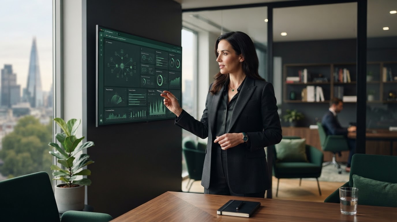 A Fitz Enterprises advisor reviewing a technology strategy dashboard
