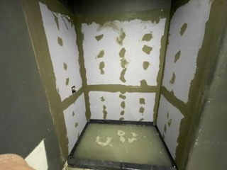 Shower prep with waterproofing membrane and mud pan seal