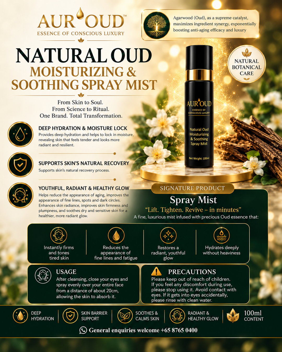 AUR'OUD™ Natural Oud Moisturizing & Soothing Spray Mist — Complete Article