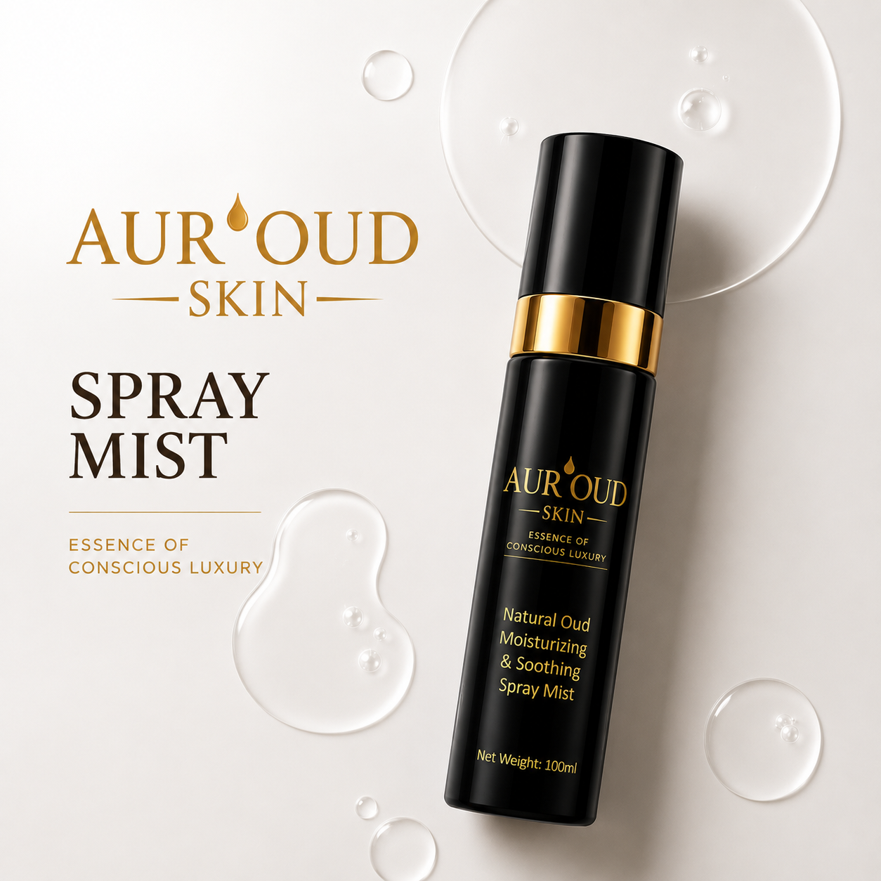 AUR'OUD™ Skin Natural Oud Moisturizing & Soothing Spray Mist Product Flacon Shot