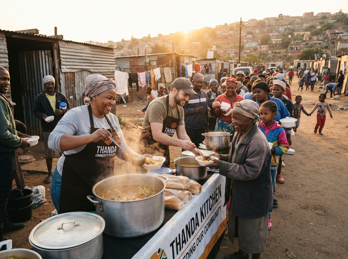Florida Thrift volunteers serving hot meals to the community at a Johannesburg soup kitchen