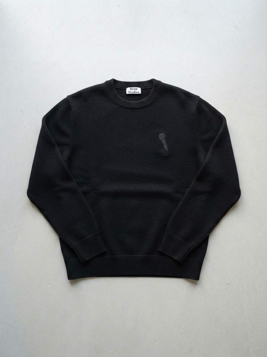 Black Acne Studios Casey Microphone Embroided Sweater
