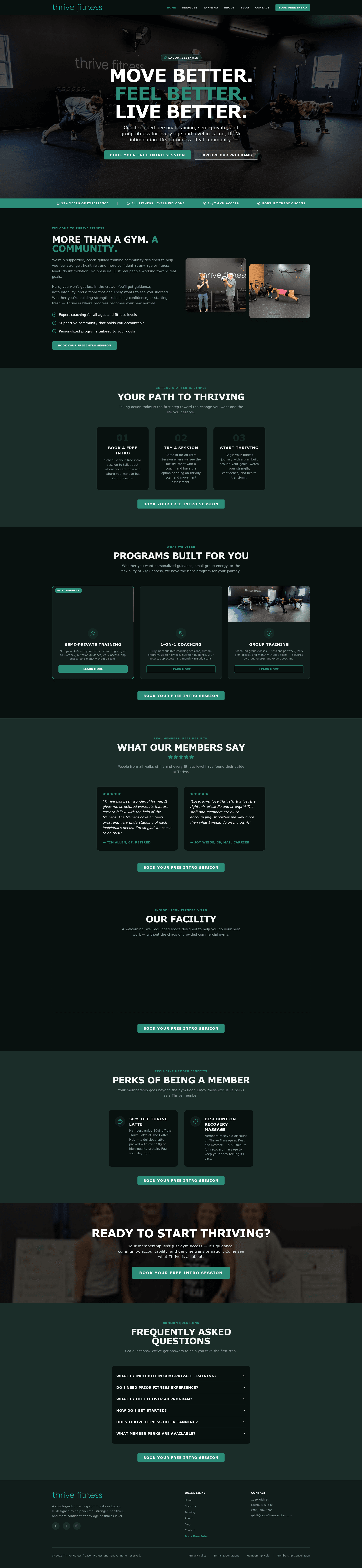 Thrive Fitness website preview