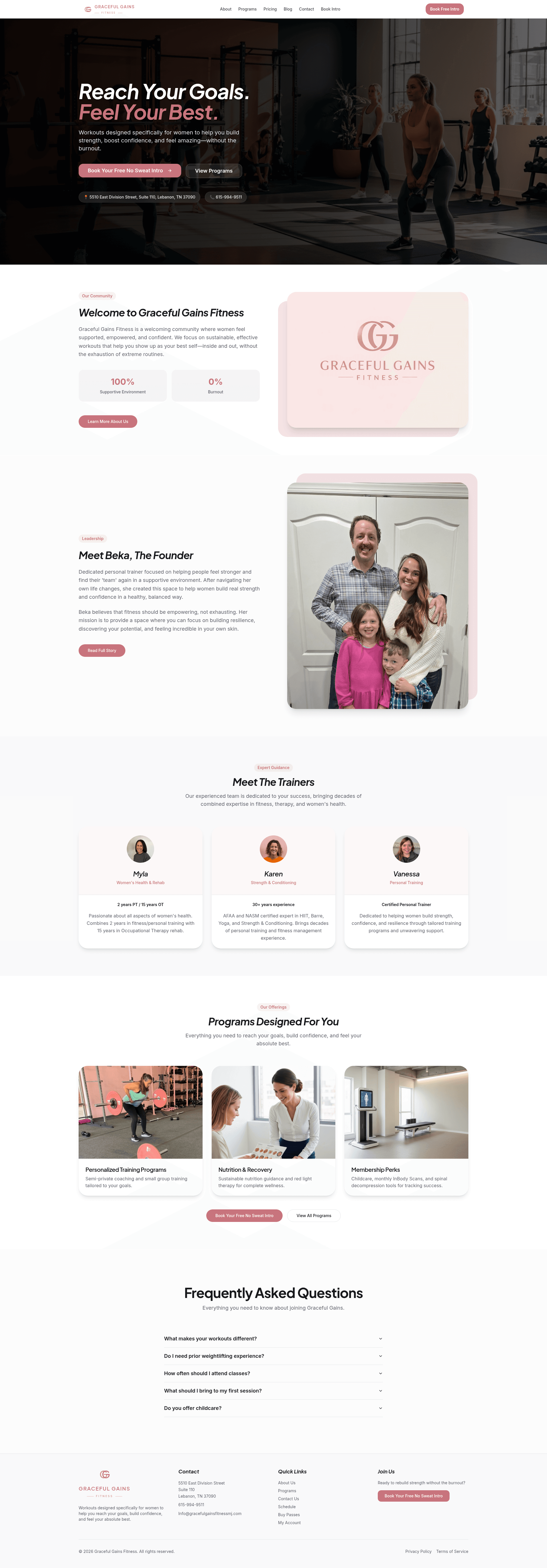 Graceful Gains Fitness website preview