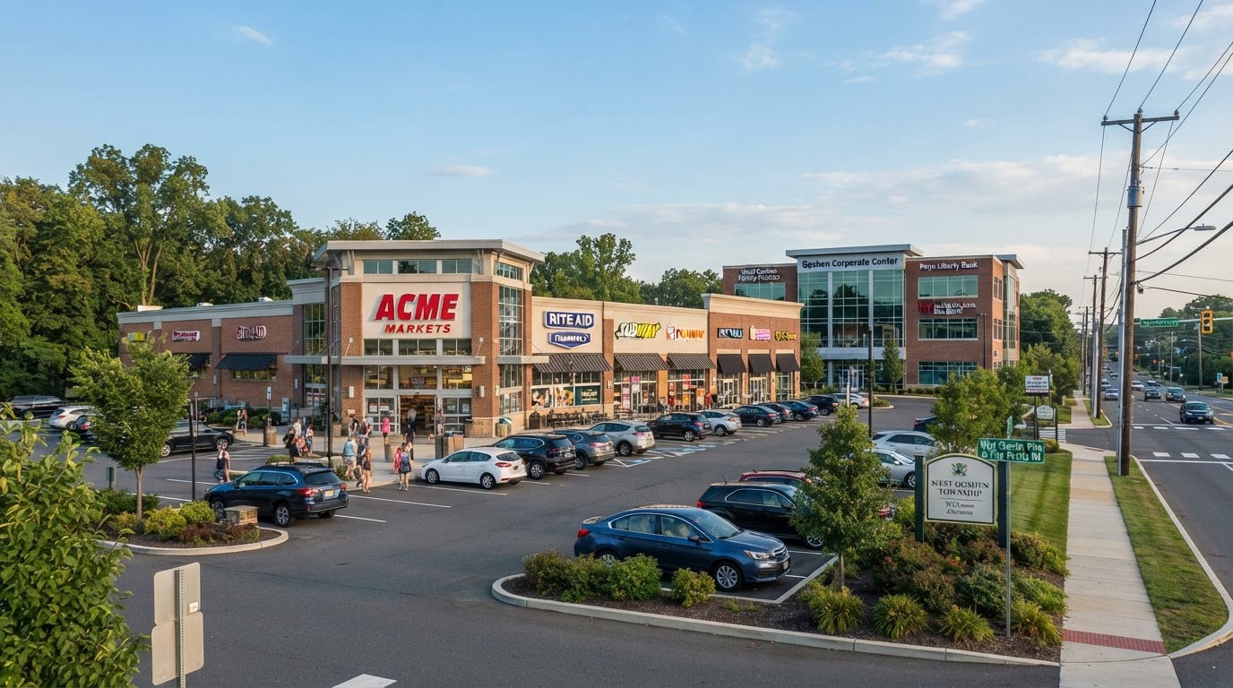 Suburban retail and office commercial properties in West Goshen Township near West Chester