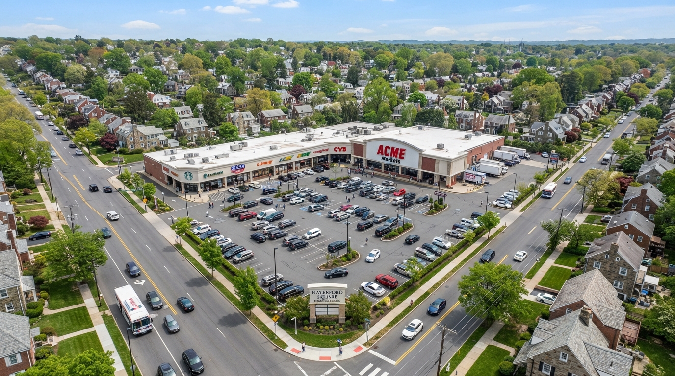 Retail centers and suburban commercial corridors in Concord Township near the Glen Mills commercial node