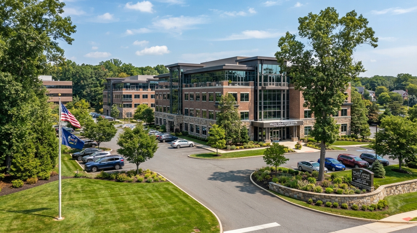 Suburban commercial office buildings in Upper Moreland Township near Willow Grove