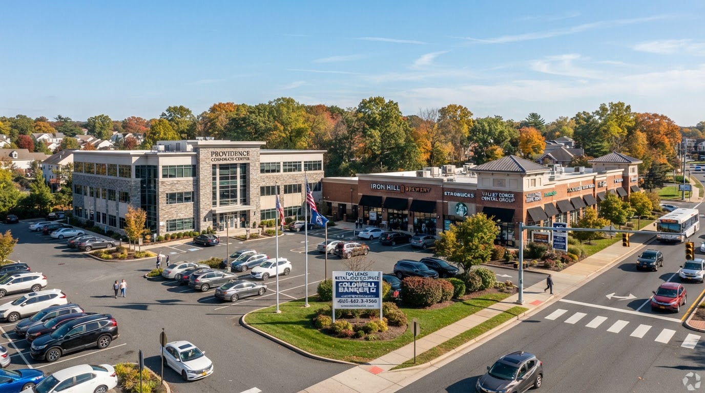 Suburban retail and office properties in Lower Providence Township