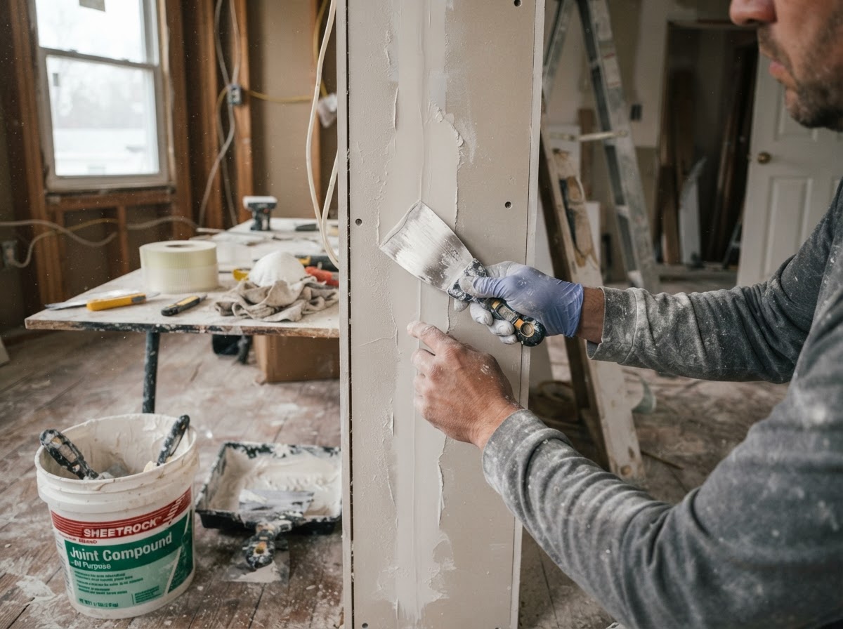 Drywall seam taping and joint compound patching in Maryville, TN