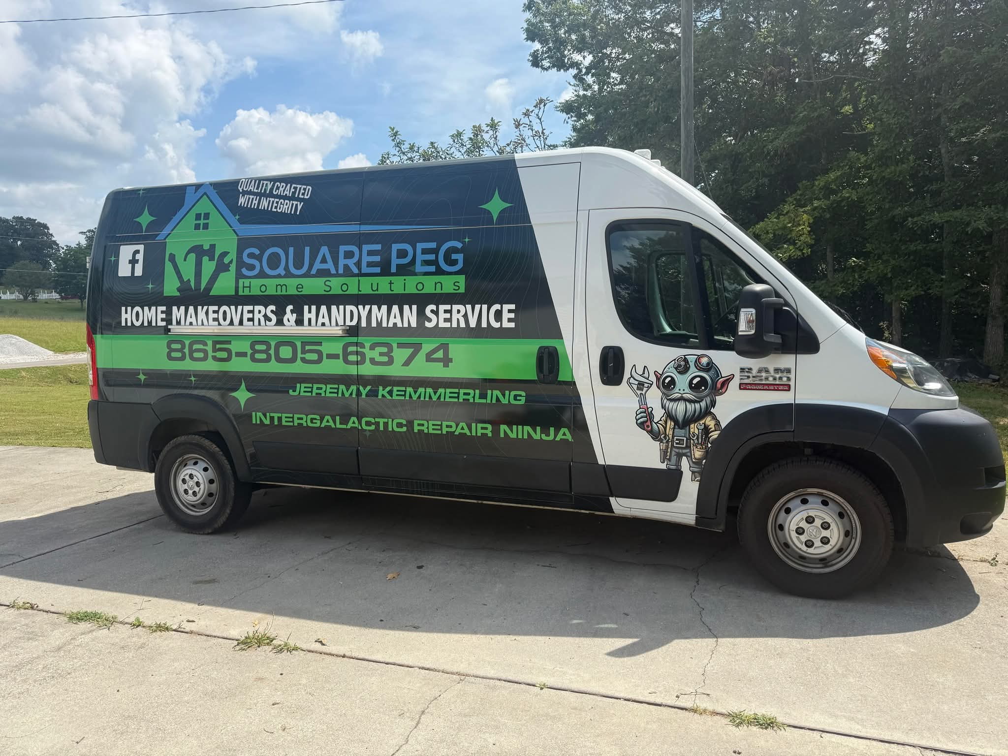 Square Peg Home Solutions ProMaster work van serving Maryville, Knoxville and East Tennessee