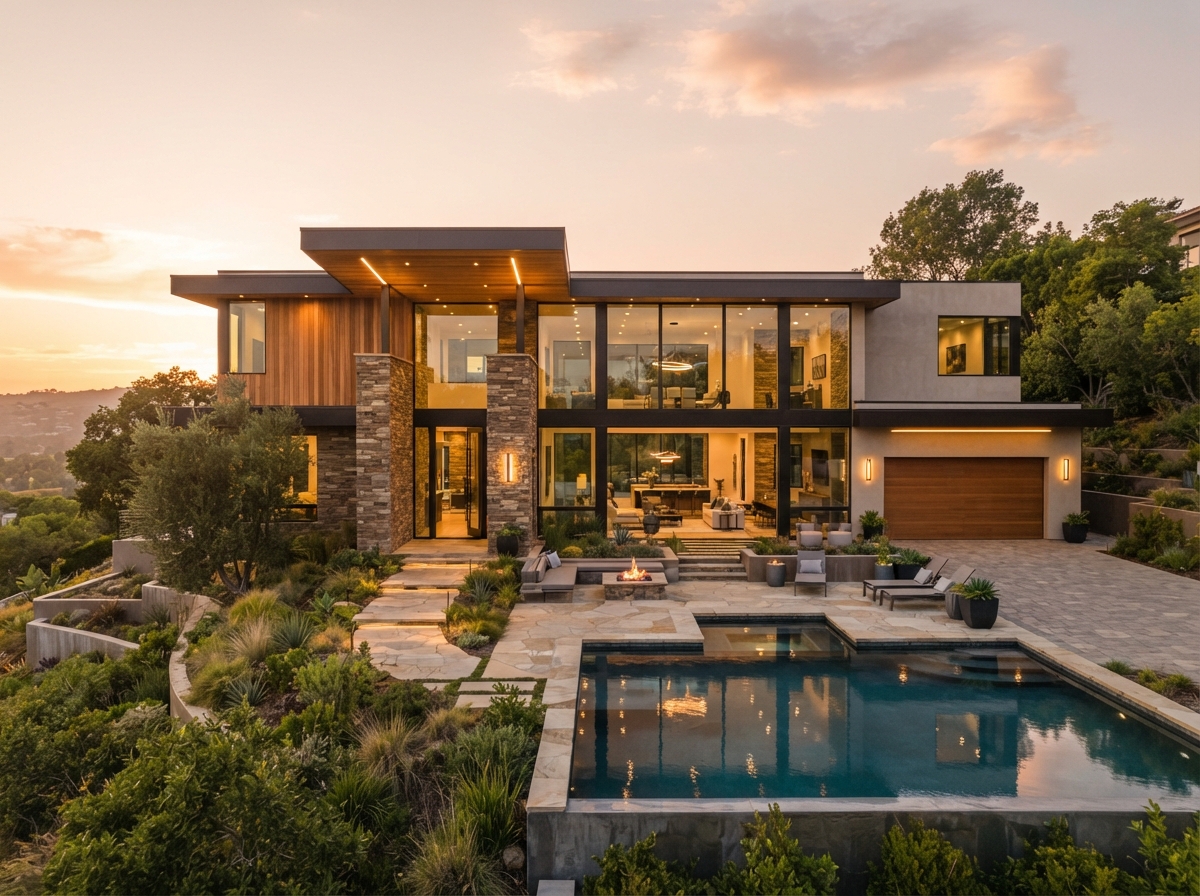 Completed custom home built by Ridgeline Construction