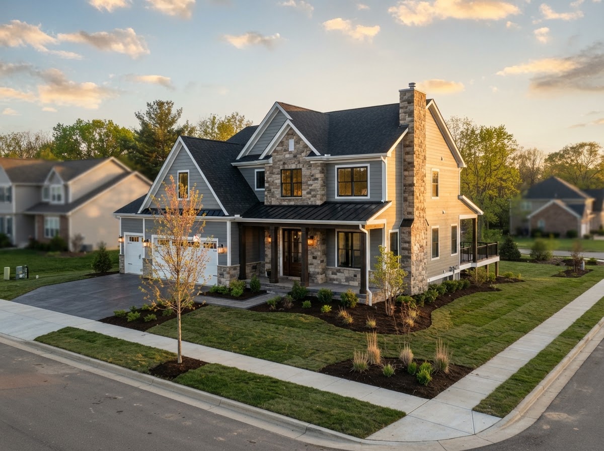 Custom home under construction by Ridgeline Construction