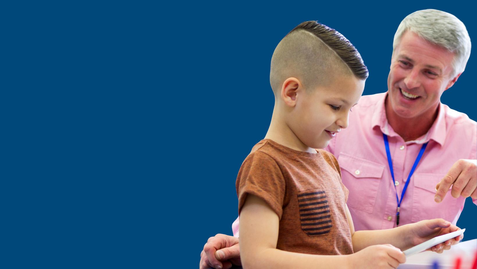 A woman and boy playing together.