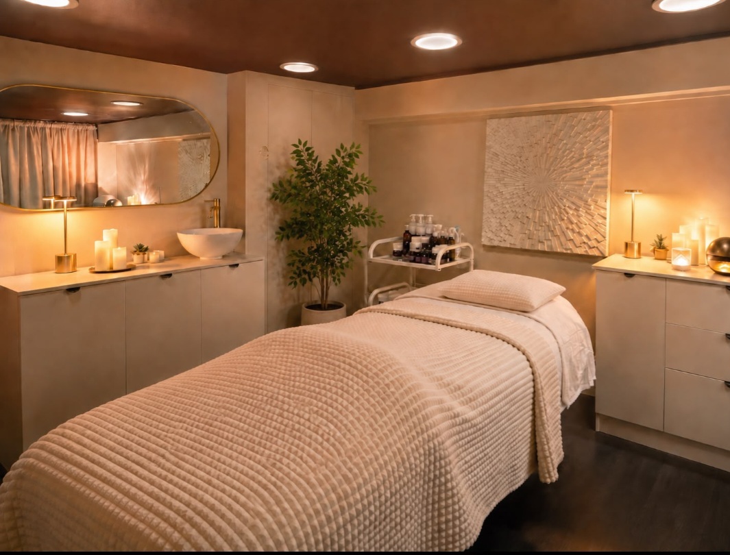 A serene, minimalist Sola treatment room with soft natural light