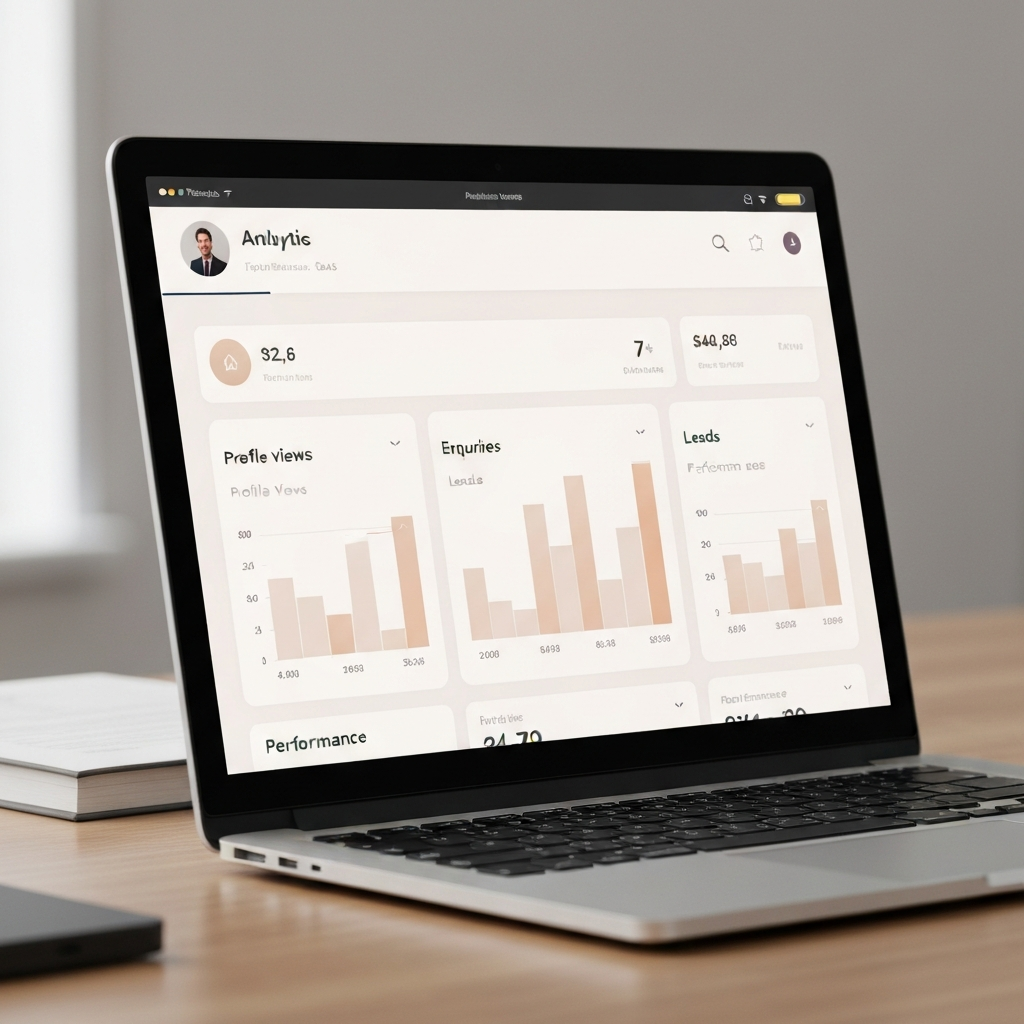 Analytics dashboard showing leads and performance